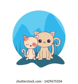 cute cats animals isolated icon