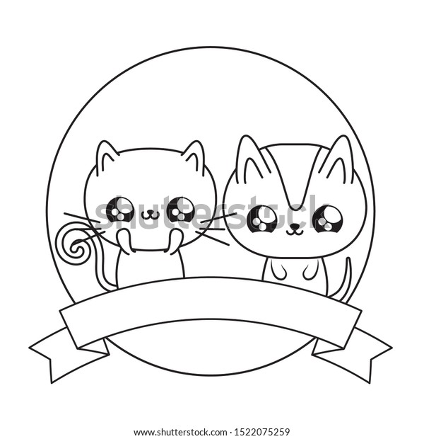 Cute Cats Baby Animals Kawaii Vector Stock Vector Royalty Free