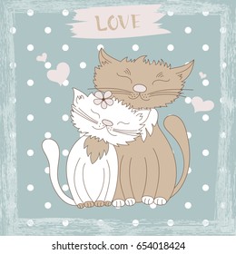 Cute cats.Can be used for school books and drawing poster, T-shirt Print and cartoon character.