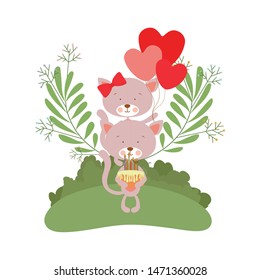 cute cats with with cake in hand
