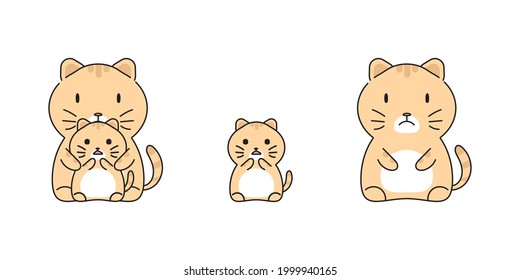 Cute cats cartoon character, Vector illustration of cats.