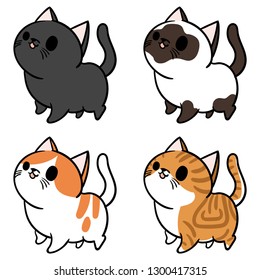 Cute Cats Cartoon set in Flat Style