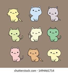 cute cats cartoon set vector 