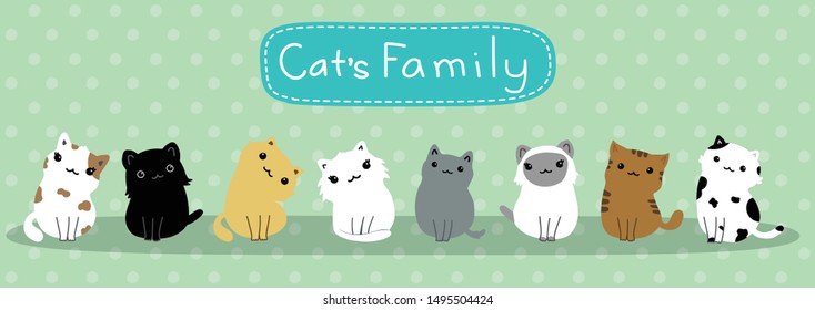 cute cats cartoon set vector