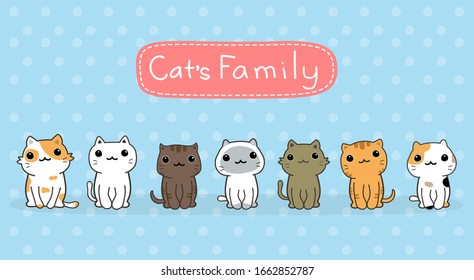 cute cats cartoon set vector