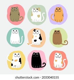 cute cats cartoon set vector