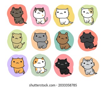 cute cats cartoon set vector