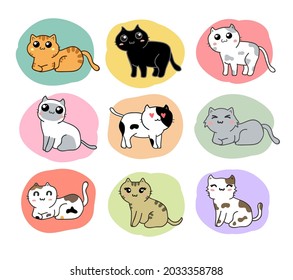 cute cats cartoon set vector