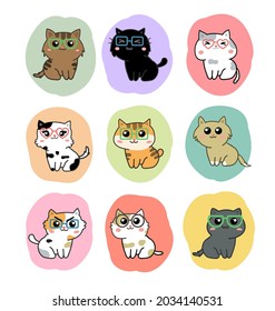 cute cats cartoon set vector
