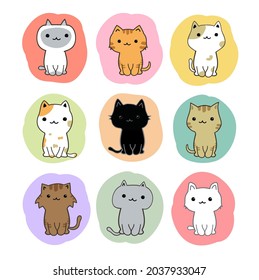 cute cats cartoon set vector