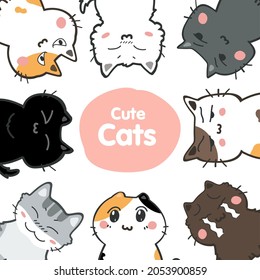cute cats cartoon set vector