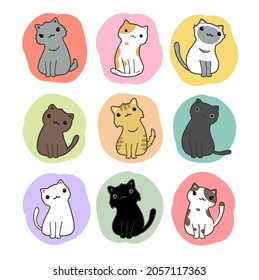 cute cats cartoon set vector