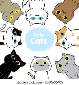 cute cats cartoon set vector