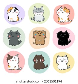 cute cats cartoon set vector