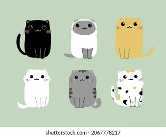 cute cats cartoon set vector