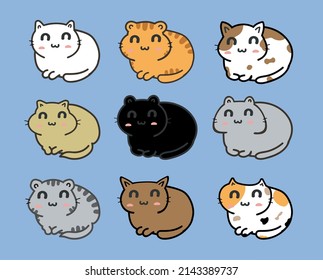 cute cats cartoon set vector