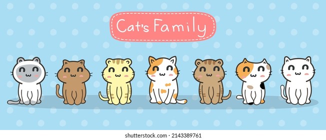 cute cats cartoon set vector