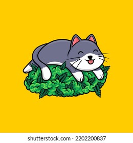 Cute Cats and cbd Cartoon Vector Illustration