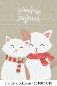 cute cats celebration happy christmas card