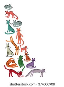Cute cats, childish style. Sketch for your design