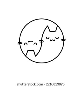 
Cute cats in a circle, yin yang cats.Linear drawing.Vector illustration