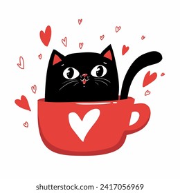 cute cats Coffee lover, in love, concept Doodle cartoon style, Draw vector illustration character design banner