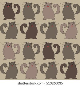 Cute cats colorful pattern background. Vector illustration