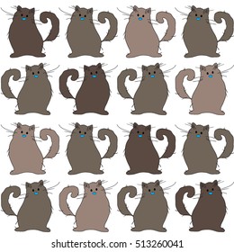Cute cats colorful pattern background. Vector illustration