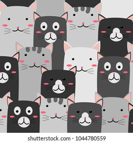 Cute cats colorful seamless pattern background