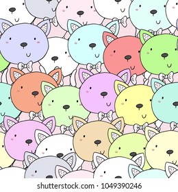 Cute cats colorful seamless pattern background