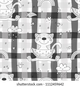 Cute cats colorful seamless pattern background