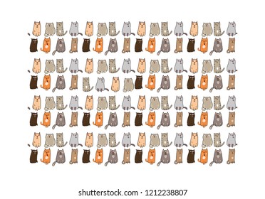 Cute cats colorful seamless pattern background