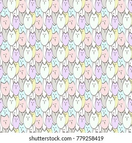 Cute cats colorful seamless pattern background
