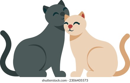 cute cats couple isolated icon vector illustration design icon vector illustration design