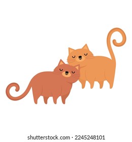 cute cats couples isolated design