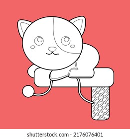 Cute Cats Digital Stamp black and white