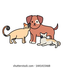 cute cats and dog mascots adorables characters