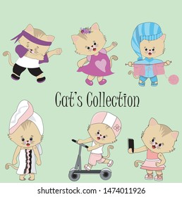 Cute cats doing daily activities