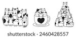 Cute cats doodle, hand drawn vector