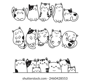 Cute cats doodle, hand drawn vector