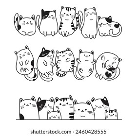 Cute cats doodle, hand drawn vector