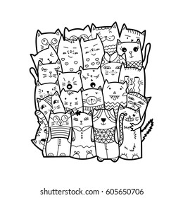 Cute cats, doodle style. Can be used for school books and drawing poster, T-shirt Print and cartoon character.