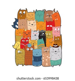 Cute cats, doodle style. Can be used for school books and drawing poster, T-shirt Print and cartoon character.