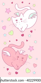 cute cats drawn in anime style
