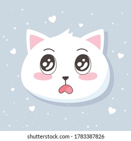 cute cats emoticons cartoon face surprise animal funny vector illustration
