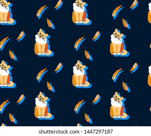 Cute cats and fishs seamless pattern. Pet vector illustration. Cartoon cat images. Cute design for kids. Сhildren's pattern