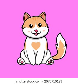 Cute cats. Fluffy cat, sitting kitten character ,domestic animals. Happy funny playful kitty cats emotion. Vector Cartoon