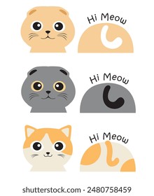 Cute Cats front and back vector illustration disign