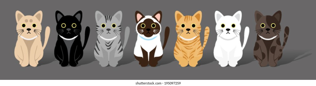 Cute cats gang vector illustration.