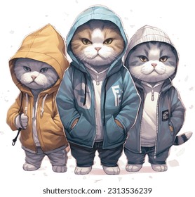 cute cats, gangster,hip hop clothes, lovely cats, costume